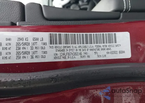 2017 Jeep Grand Cherokee Limited 4X4 из США, поврежденный, VIN 1C4RJFBG7HC852146